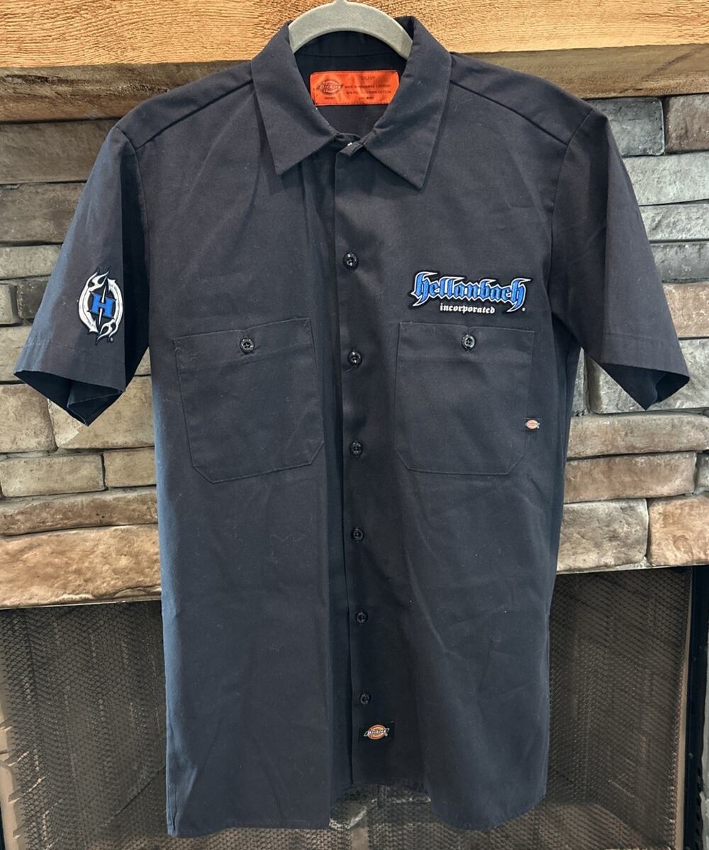 Men’s DICKIES Black HELLENBACH Short Sleeve Button Up Shirt S *A4